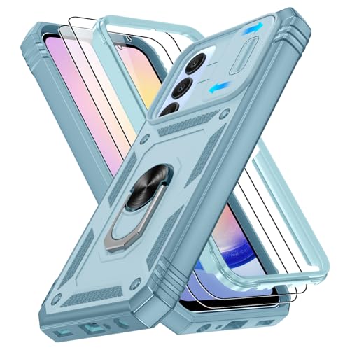 Coque Samsung Galaxy A25 5G robuste verte anti-rayure avec 2 verres