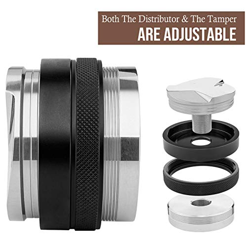 53mm Espresso Tamper & Coffee Distributor and 54mm Dosing Funnel Set - Fits 54mm Portafilter, Depth Adjustable, Convenient Tools for Consistent Shots