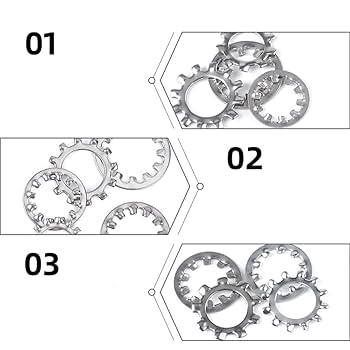 Amazon | 50個入 ロックワッシャー 内部鋸歯状/外部鋸歯状 銀