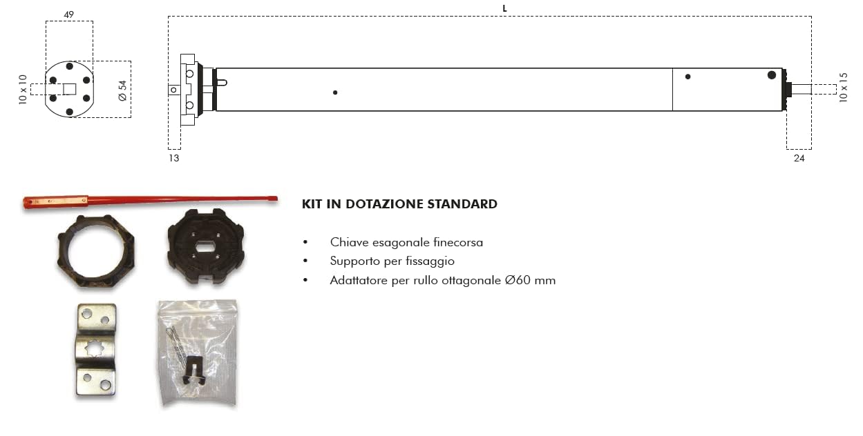 motore per tapparelle (25 NM 50KG 15 rpm)