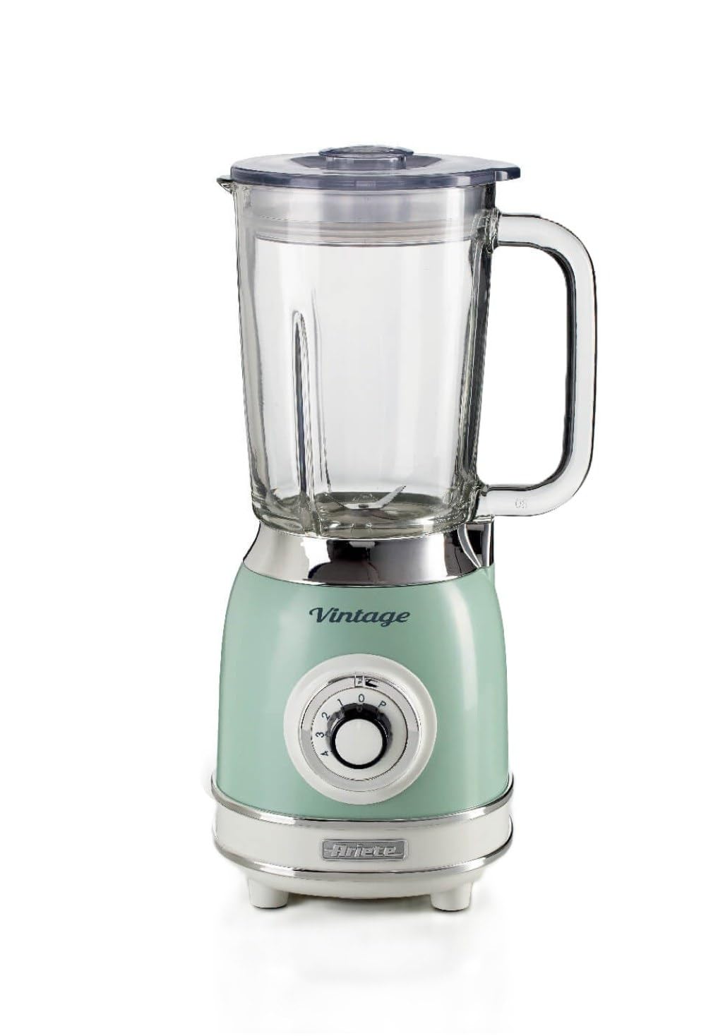 Ariete Frullatore di Vetro Vintage 583, Frullatore Multifunzione con 4 Lame, 4 Velocità + Pulse, Funzione Tritaghiaccio, Capacità 1,5 Litri, 1000W, Verde