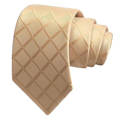 Image of GUSLESON 3.15 inch(8cm) Mens Tie and Lapel Pin Plaid Checkered Necktie Hankerchief Cufflinks Set for Men