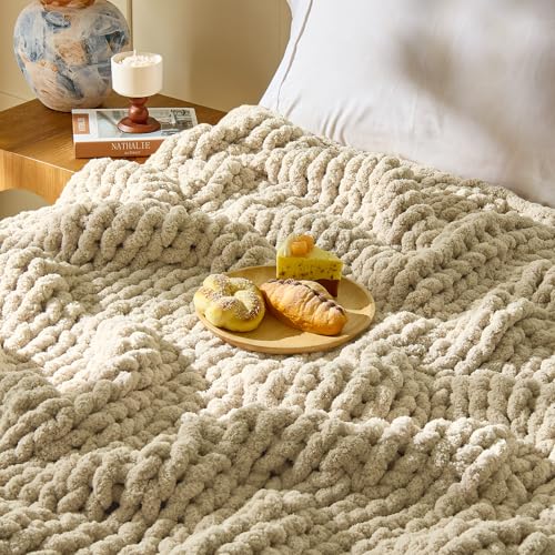Image of Inhand Chunky Chenille Yarn for Hand Knitting, Thick Bulky Blanket Yarn for Crocheting, Soft Fluffy Yarn for Crochet Gifts & Crafts for Women /Beginners, 18 Pack (29.5 yds /8.4 oz Each), Sand Khaki
