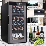 NutriChef PKCWCDS188 Cellar Cooler for White and Red Wines Chiller, 18 Bottle Dual Zone-Black - Image 4