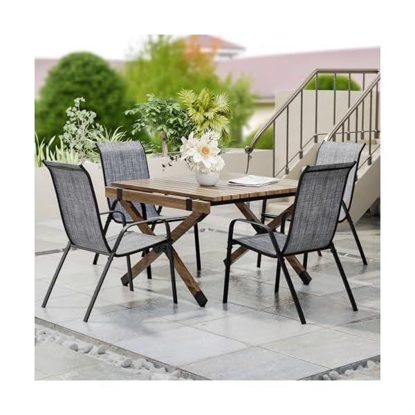 LIFERUN Gartenstühle Textilene Hochlehner 4er-Set