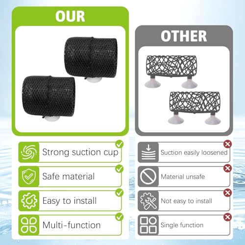 Image of PINVNBY Betta Fish Tunnel 2 Pack Betta Fish Tank Accessories Decoration Betta Tunnel Toys with Suction Cups Black Aquarium Cave for Shrimp Cichlid Guppy