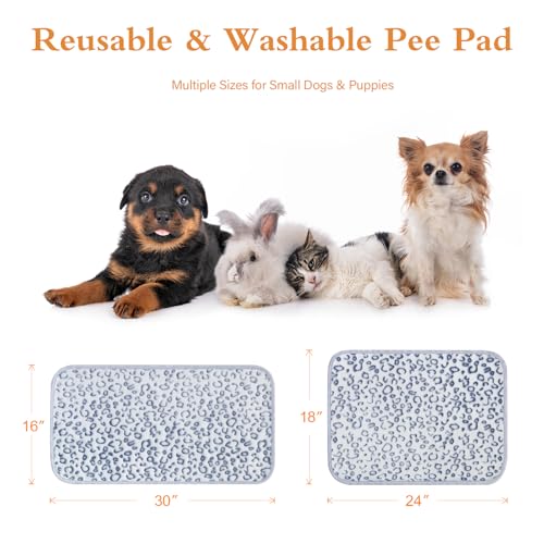 Image of Qeils Reusable Puppy Pads, 2 Pack Washable Pee Pads for Dogs, Waterproof Non Slip Wee Wee pad, Absorbent and Leakproof Training Mats for Potty, Crate, Playpen, Bed, Sofa, 16 inchx 30 inch