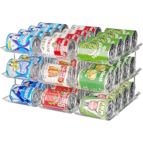 BUERPINKING Dosenregal Dosen Organizer 3 Etagen Dosenhalter Kühlschrank für Fasst 36 Dosen für die Küche Transparent