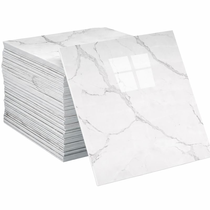 Image of WALLVEAR PE Foam Marble Wall Panel Sheet | Self Adhesive DIY Wall Covering (4, Off White)