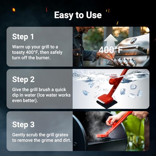 ThermoMaven BBQ Bristle-Free Steam Grill Brush - Safe Grill Cleaning Accessories with Scraper for Charcoal/George Foreman/Weber/Gas/Outdoor Grill