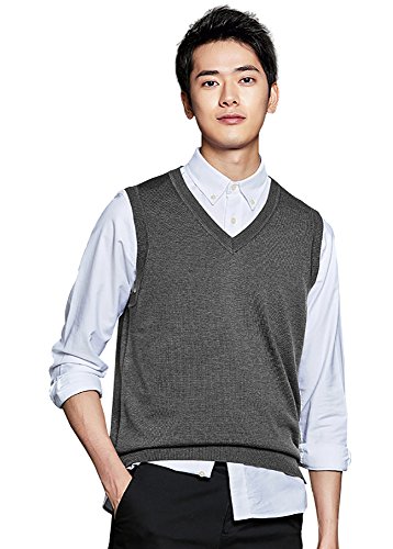 最安値 Bestill ニットベスト メンズ Vネック 綿 無袖 セーター ベスト カジュアル ビジネス S101 L ダークグレーの価格比較