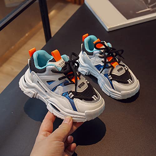 Fashion Spring and Summer Children Sports Shoes Boys and Girls Round Toe Thick Soles Lightweight Mesh Size 8 Girls Shoes (Black, 7-8 Years Little Child)2