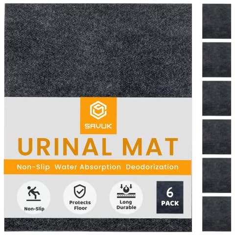 Urinal Mats Non-Slip Non-Adhesive Water Absroption Bathroom, Restaurant, Gym, Restroom Toilet floor Pad for Men and Women Rectangular Shaped Dark Gray Commercial Splash (6 PACK) Cover