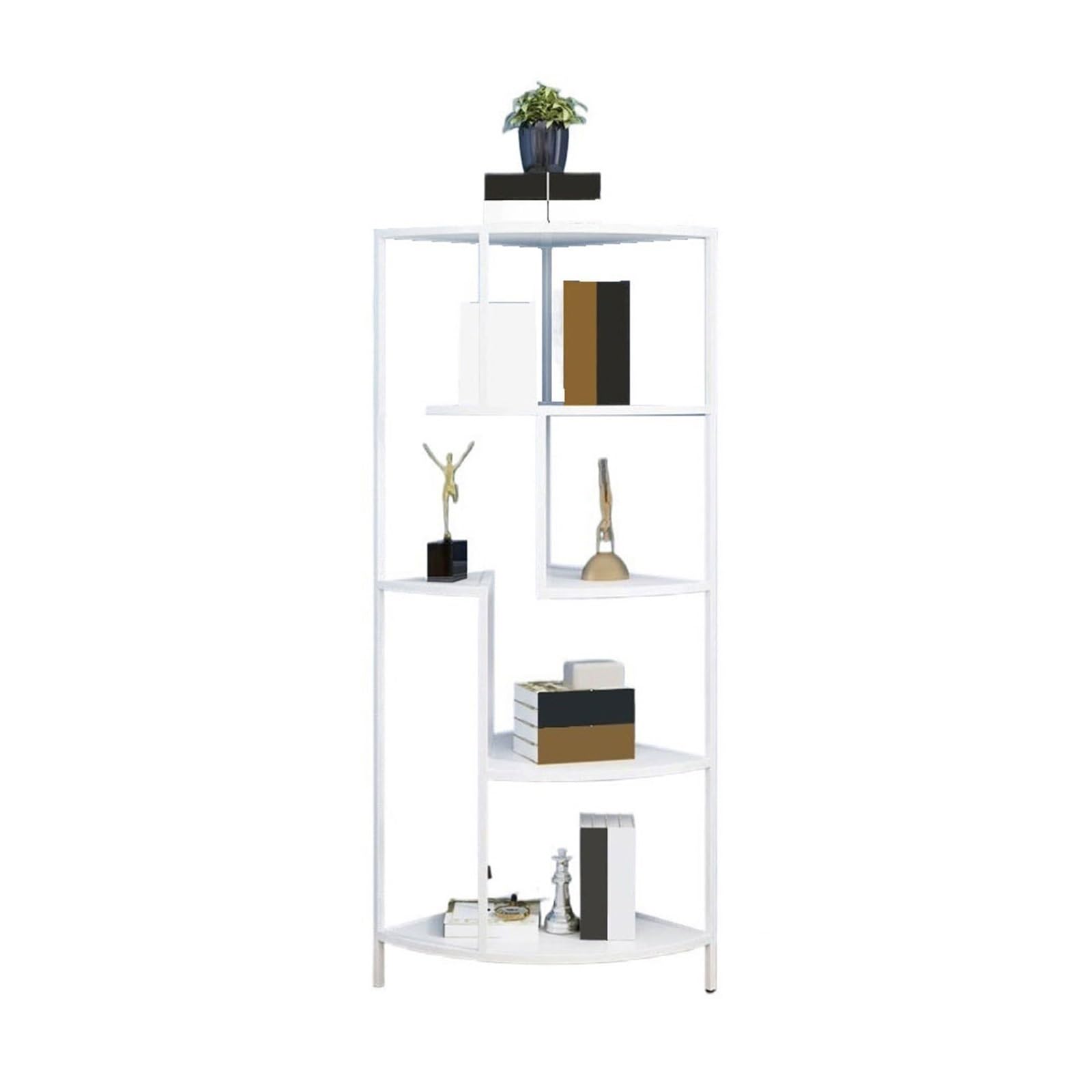 ZYYANSHOP Bookshelf Vertical Corner Minimalist Open Bookshelf Iron Multi-tier Shelving Unit for Living Room Office(White)