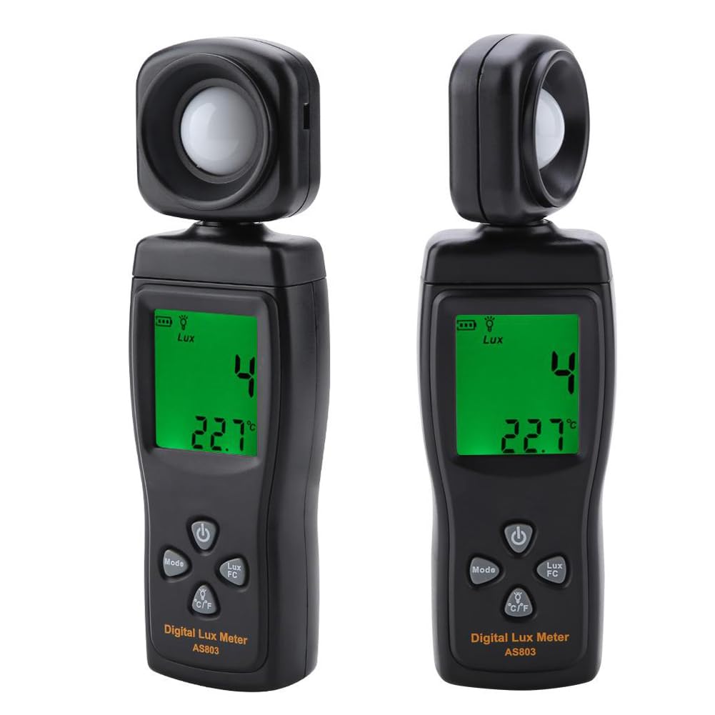 Fyearfly Luxmetro Digitale, 1-200.000 Lux As803 Tester di Illuminazione Misuratore di Luminosità Ad Altissima Portata, Esposimetro in Tempo Reale, Si Adatta alla Luce Naturale E Ai Fari delle Auto