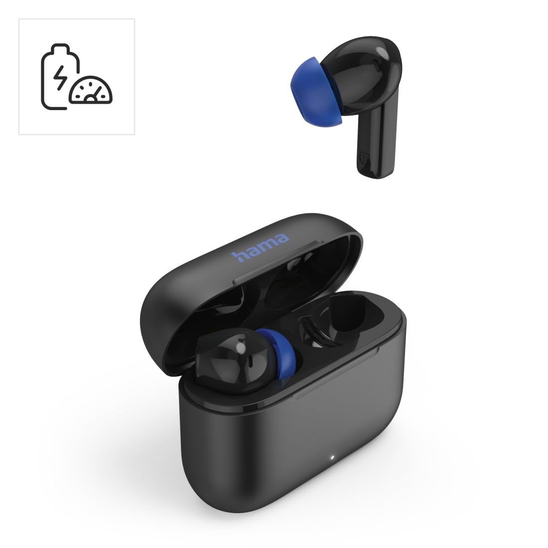 Hama Bluetooth Kopfhörer (kabellos, TWS-Kopfhörer, Active Noise Cancelling, Earbuds mit Ladestation, ENC, In-Ears, USB-C Schnellladen, Bluetooth-Headset, App-/Sprachsteuerung, Touch Control) schwarz