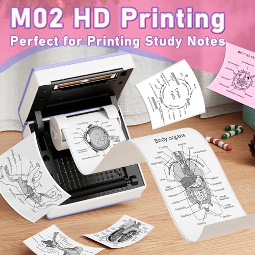 Image of Phomemo Mini Thermal Printer with 3 Rolls Paper, Inkless Bluetooth Printer | Mini Printer Sticker Maker, Mini Sticker Printer, Sticker Printer Maker, Mini Impresora Portatil for Gifts /DIY /Study
