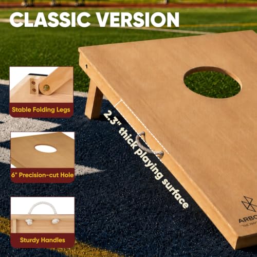 Image of Cornhole Board Set for Adults, Premium Wooden Bean Bag Toss Game with 8 All-Weather Bean Bags, Integrated Bean Bag Storage, Foldable Legs Outdoor Game