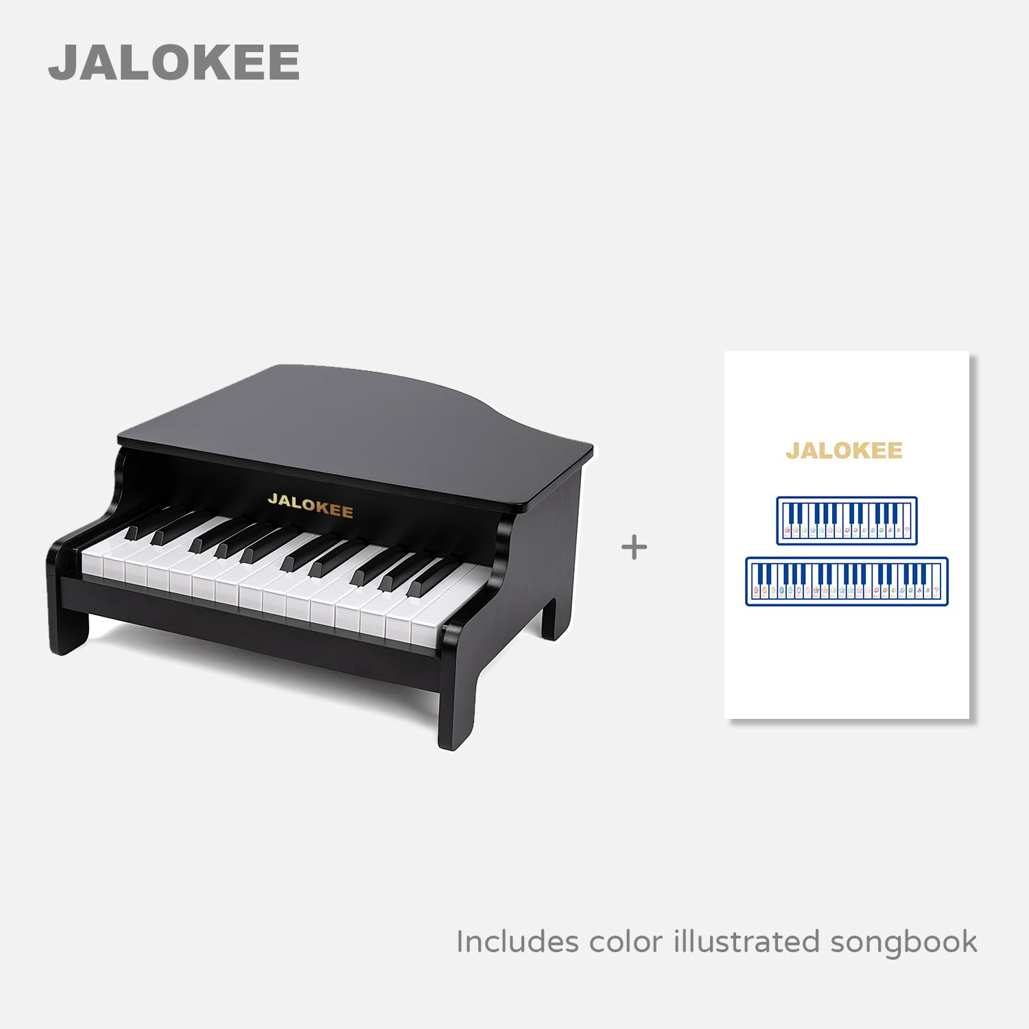 Tastiera per pianoforte per bambini, 25 tasti, pianoforte a coda in miniatura, strumento educativo in legno, volume regolabile, adatto per ragazze e ragazzi in età bassa (Nero)