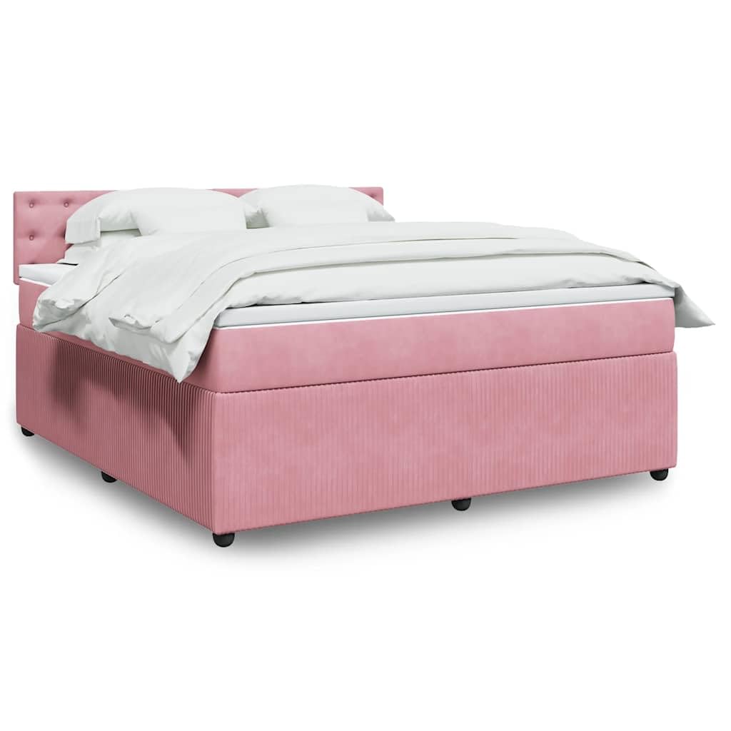 vidaXL Sommier à Lattes de lit avec Matelas Rose 180x200 cm Velours