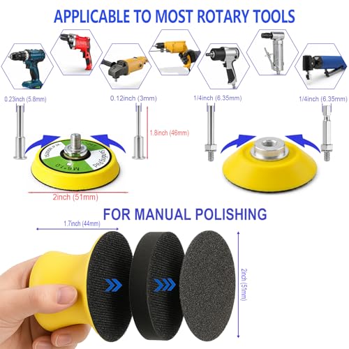 Image of 137PCS 2 Inch Sanding & Polishing Kit, Hook and Loop Backing Pads for Drill | 60-10000 Grit Wet Dry Sandpapers, Sanding Pads for Headlight Restoration, Detail Polishing for Car Wood Metal Resin Jewelry