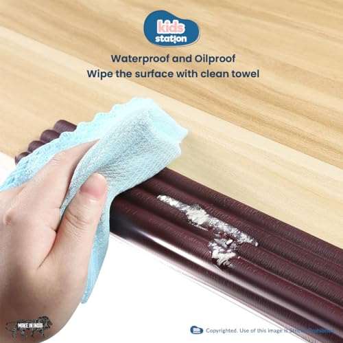 Image of Kids Station Baby Proofing Edge Protector for Kids Safety, Made in India Rubber Edge for Sharp Furniture Edges and Corners, A Baby Safety Product (Edge Guards, 5mtr, W- Shape, Brown)