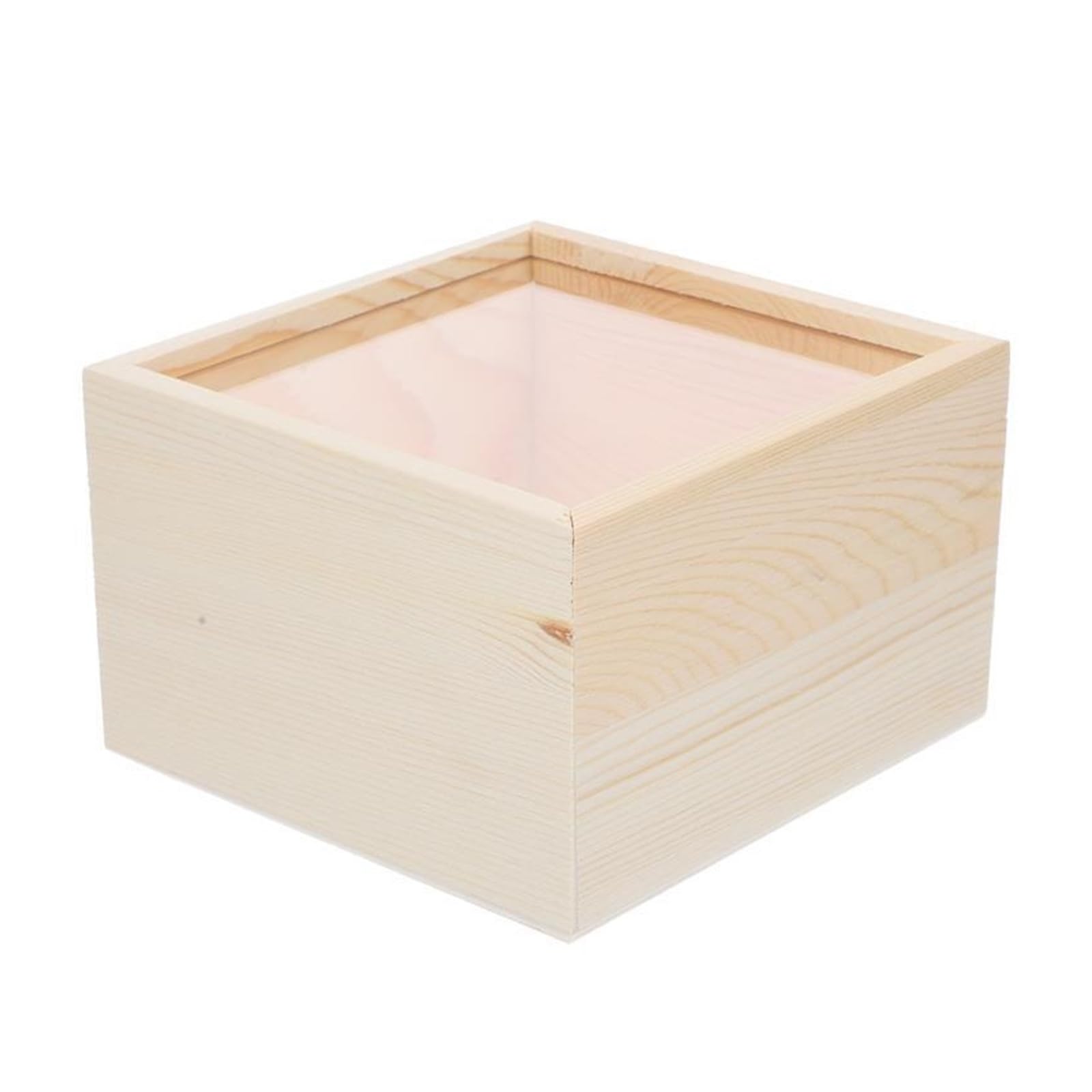 Caja Del Tesoro De Madera Sin Terminar, Cofre Vintage, Embalaje Regalo Con Transparente Almacenamiento De FáCil Acceso(20X20X10 CM)