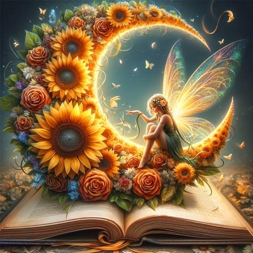 Ekuxom Fairy Diamond Painting Kits for Adults, Moon Fairy