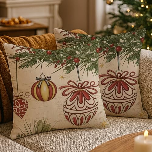 Luzzxfa 2er Set Winter Weihnachten Kissenbezüge 40x40 cm...