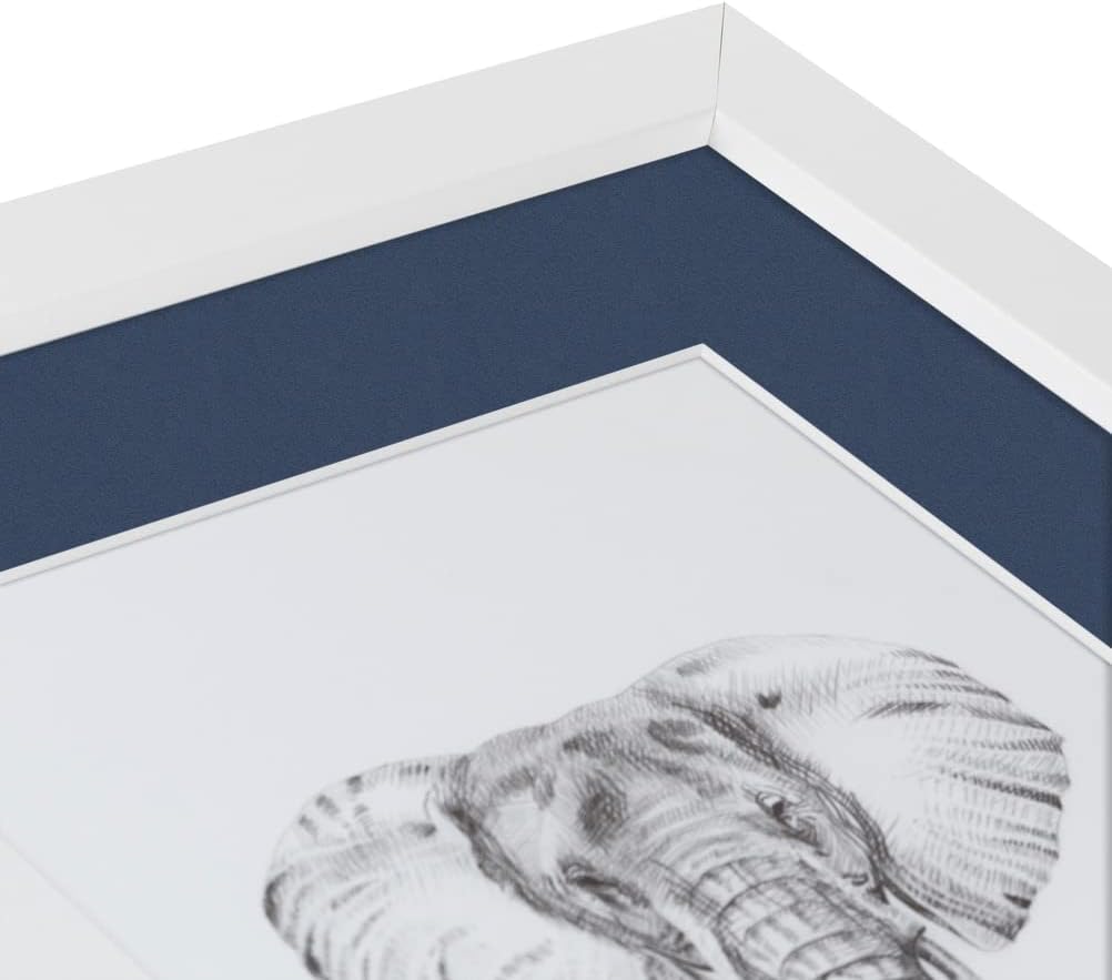 ArtToFrames 7x14 inch Satin White Frame Picture Frame with 2 Inch Single Midnight Blue Mat, SingleMat-FRBW26074-7x14-837