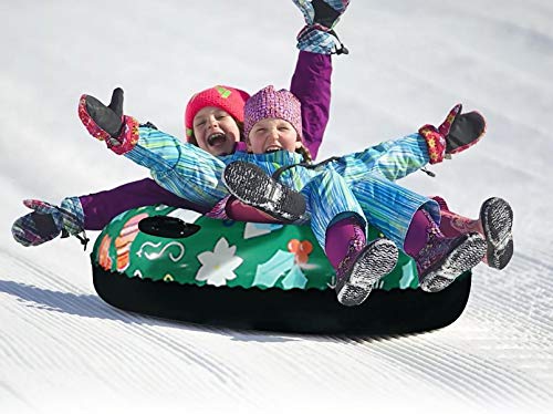 Snow Tubes for Sledding, Kids & Adults Heavy Duty 47inch Outdoor Inflatable Freeze-Proof & Wear-Resistant Snow Sled, Towable Snow Tube with 2 Handles, Winter Thickening Skiing Ring, PVC Tire Tube