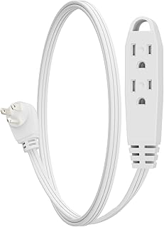 Kasonic 1-Feet 3 Outlet Extension Cord, 1 Pack, Triple Wire Grounded Multi Outlet, UL Listed 16/3 SPT-3, 13 Amp - 125V - 1625 Watts (White)