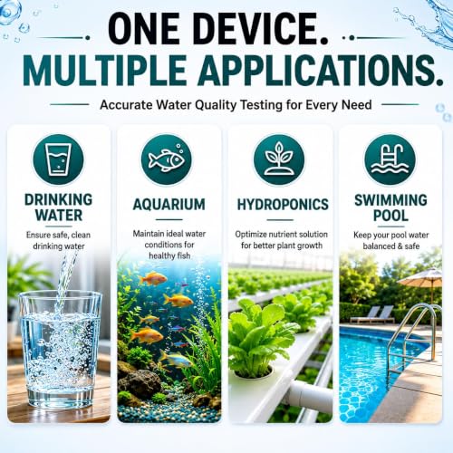 Image of 5-in-1 Digital PH and TDS Meter | Accurate PH, TDS, EC, Salinity & Temperature | Waterproof Swimming Pools, Aquariums, Hydroponics and Drinking Water