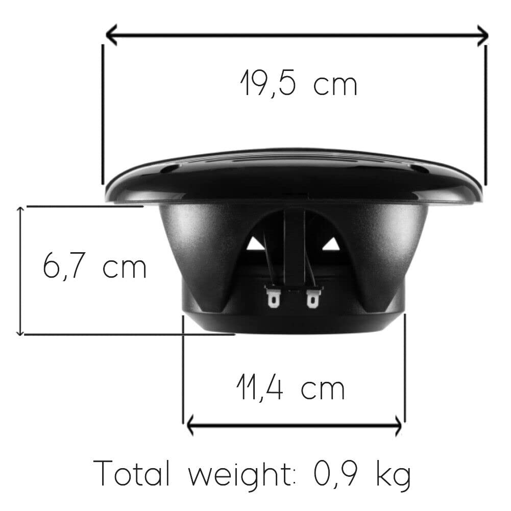 Kit Set para Boss Audio Systems MR60B 2 Altavoces Marinos 2 vías, 6,5" 16,5 cm 165 mm, 100 vatios rms 200 vatios máx, Negro, Resistente al Agua, mar, Barco, Hotel, por Pareja + 5 Pegatinas Gratis