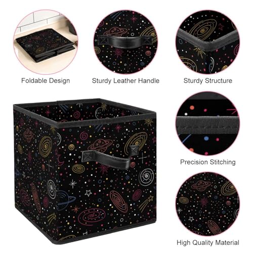 Boîte de rangement placard chambre cube en tissu galaxie noire pour linge - 5
