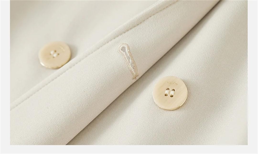 Trench da donna con doppio risvolto e cintura, stile business, doppiopetto, mezza lunghezza