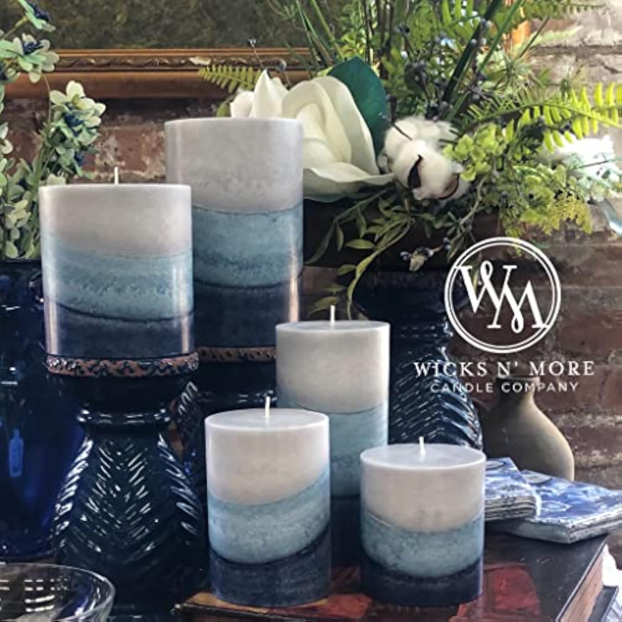 Indigo Mist Handmade Pillar Candles Gift