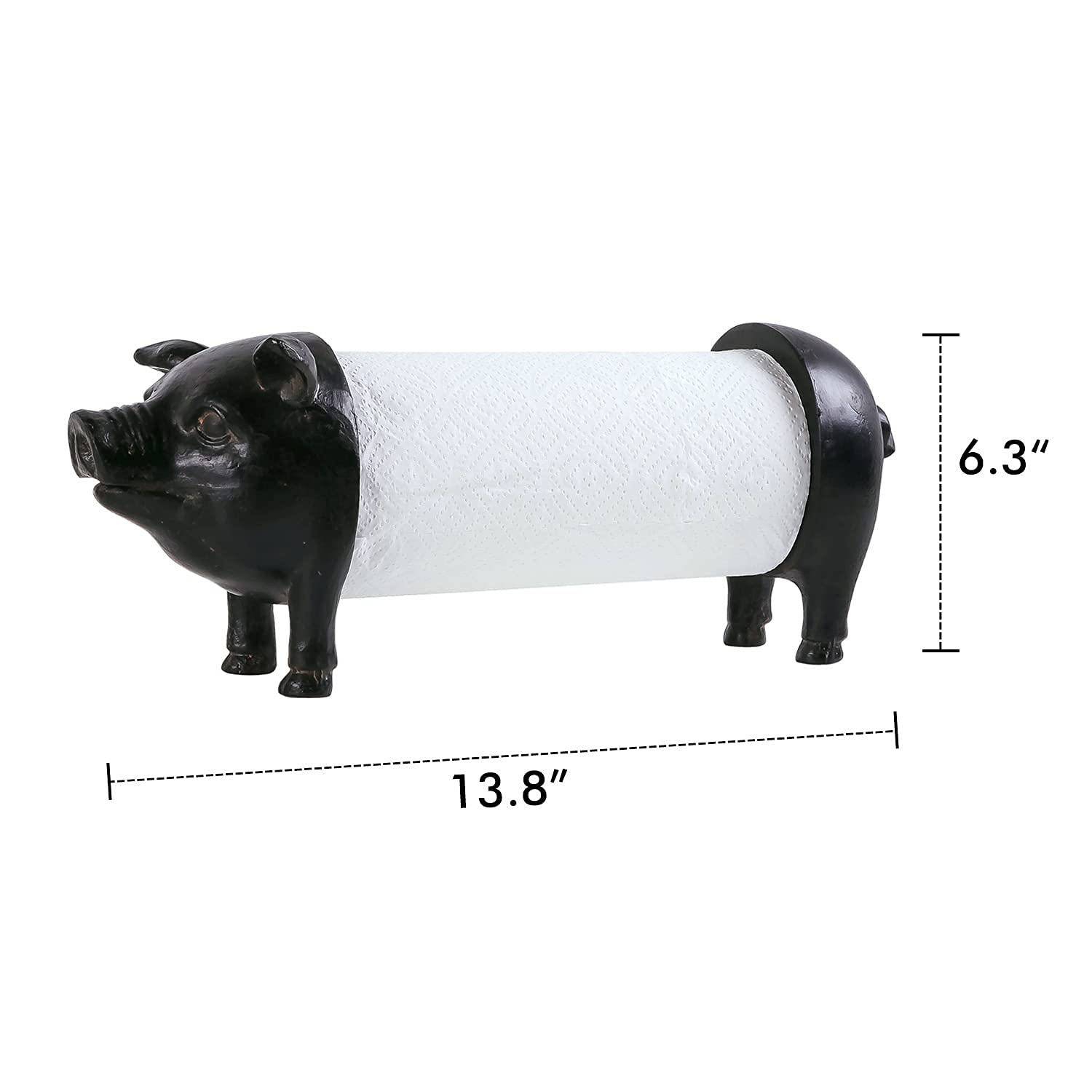 NIKKY HOME Pig Paper Towel Holder Black Vintage Decorative Animal Tissue Towel Display Stand for Countertop Rustic Country Kitchen Toilet Farmhouse Decor Gift, Black Pig