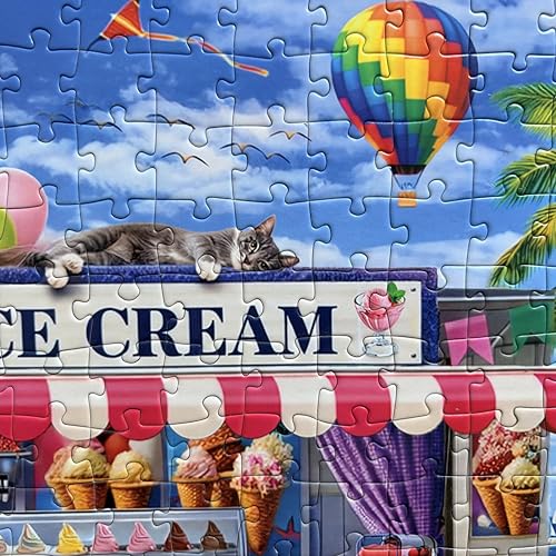 Rompecabezas de 300 piezas para adultos, niños y adultos mayores - Camión de helados - Rompecabezas de playa de verano miniatura 5
