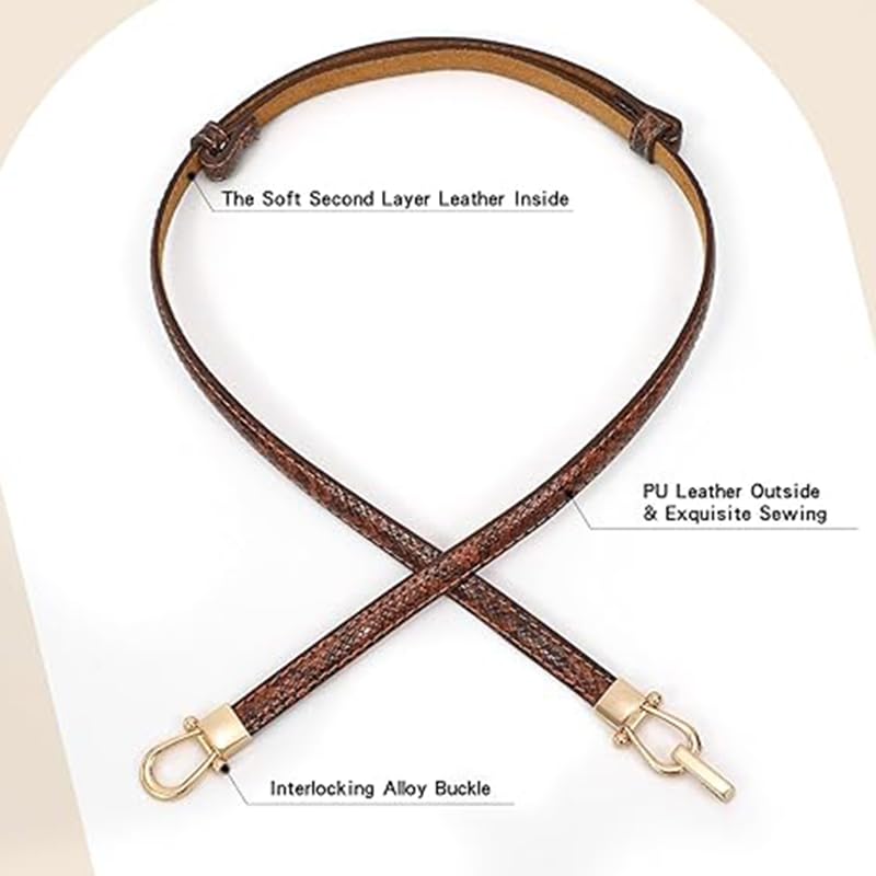 Leather Skinny Belt for Women – Adjustable, Lightweight, Foldable Design with Metal Buckle – Accentuates Dresses and Jeans, Ideal for Stylish Daily Looks or as a Thoughtful Gift(Brown)2