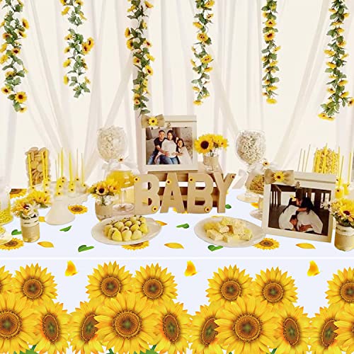Dvaorc TB-1 4 Pack Sunflower Tablecloth 51 X 86 Inch Plastic Rustic Sunflower Tablecloth Sunflower Party Tablecloth Sunflower Birthday Party Table Cloth Sunflower Table Covers thumb #1