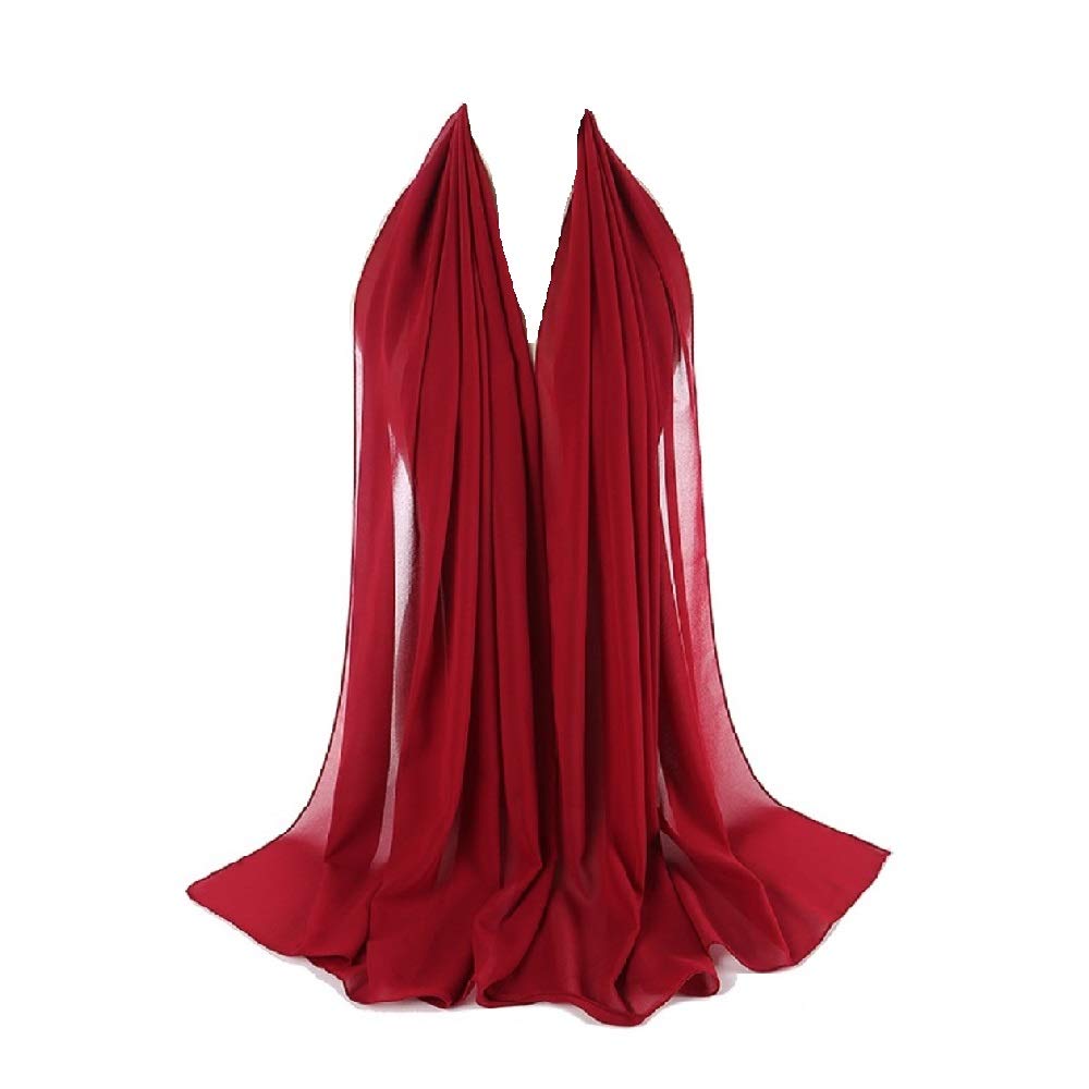 ZAR FASHIONS 175X80 Maxi *Chiffon* Premium Quality Plain Scarf Hijab Sarong Showl Large Silk (RED)