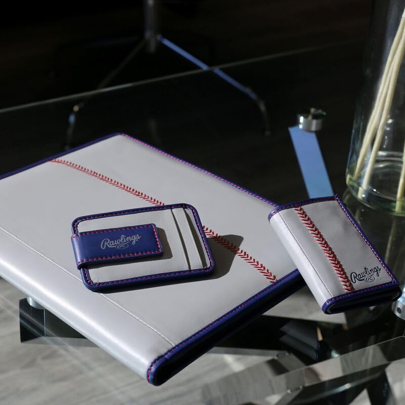 Rawlings "Pop Baseball Stitch Bi-Fold Leather Wallet - Premium Men's Sports Wallet (Gray)4