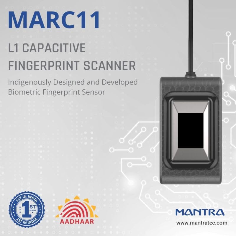 Image of Mantra MARC11 - L1 Slick Capacitive Fingerprint Scanner | UIDAI L1 RD Service | Support Android OS (Black)