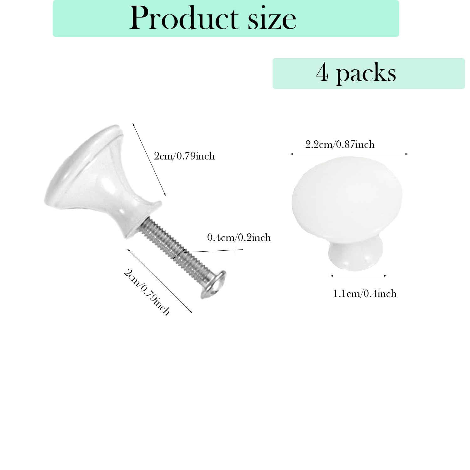 4 Pack Brushed Nickel Cabinet Knobs, White - Image 2