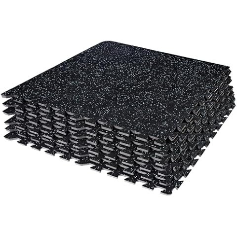 Sivan 0.5 Inch Thick Gym Flooring for Home Gym - 6 EVA Foam Floor Tiles, 24 Sq Ft Rubber Top Gym Mats for Home Gym and Exercise Equipment, Interlocking Protective Flooring 24 in x 24 in Gym Mat Cover