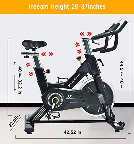 PYHIGH Indoor Cycling Bike-48lbs Flywheel Belt Drive Stationary Bicycle Exercise Bikes with LCD Monitor for Home Cardio Workout Bike Training- Black (Black) - Home Fitness Guru PYHIGH Indoor Cycling Bike-48lbs Flywheel Belt Drive Stationary Bicycle Exercise Bikes with LCD Monitor for Home Cardio Workout Bike Training- Black (Black) - Image 7