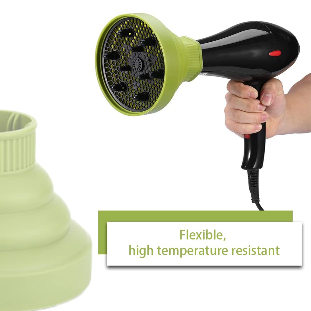 Accesorio difusor para secador de pelo con difusor de silicona plegable, difusor de rizado no universal para protección del cabello y viajes, se adapta a un diámetro de boquilla de 1.65 a 1.9 pulgadas 4