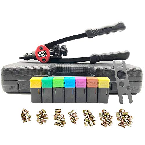 TWT 13\" Hand Rivet Nut Setter Kit - Metric & SAE W/ 70pc Rivnuts