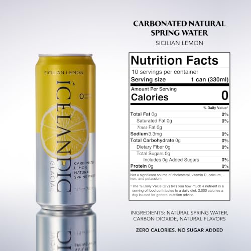 Image of Icelandic Glacial Sparkling Water, Sicilian Lemon, 330mL (Pack of 10)